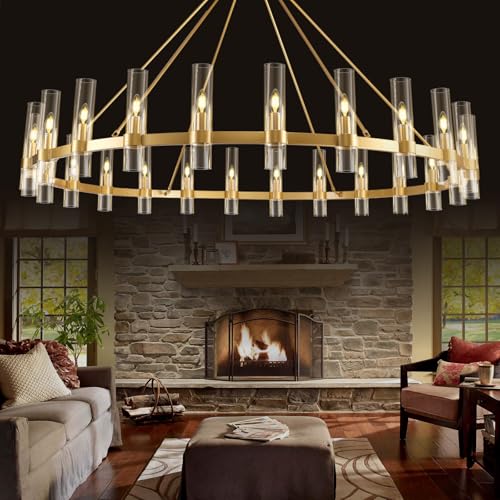 Gold Wagon Wheel Chandelier 24 Light (24 Count)
