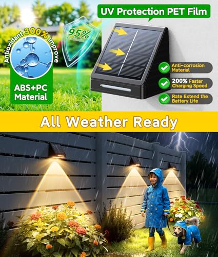 Solar Fence Lights Outdoor Waterproof 10 Pack (10 Count)