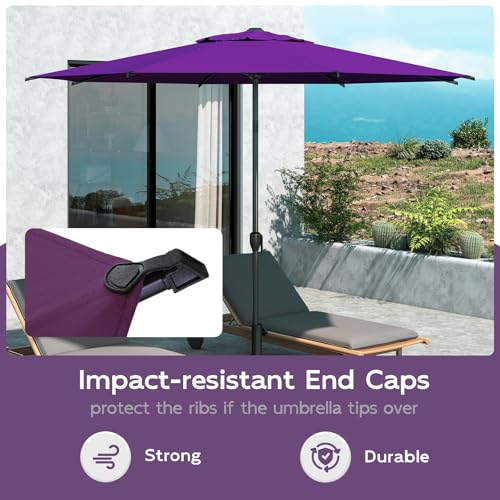 9FT Lyon Outdoor Patio Umbrella Outdoor Table Umbrella with Crank Market Umbrella 8 Sturdy Ribs UV Protection Waterproof and Push Button Tilt for Garden Deck Backyard