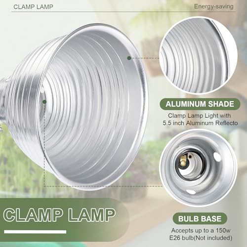 6 Pcs Adjustable Clamp Lamp Light with Aluminum Reflector Up to 150 Watt