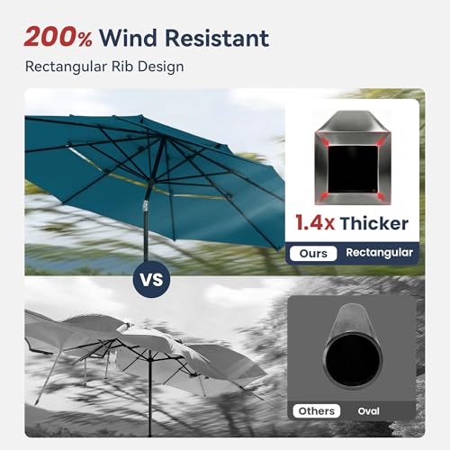 10ft Outdoor Patio Umbrella with Solar Lights