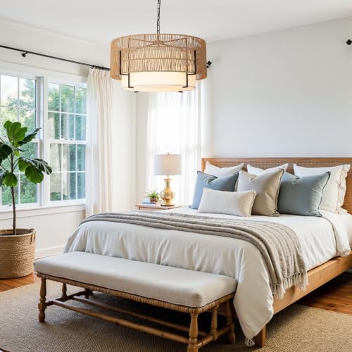 6 Light Large Rattan Chandelier