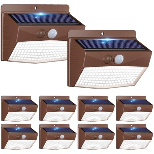 10 Pack Solar Motion Sensor Lights Outdoor Waterproof with 3 Modes (10 Count)