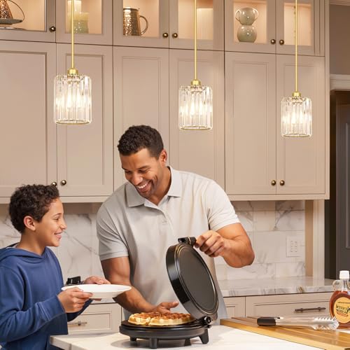 Gold Kitchen Pendant Lights Over Island with Adjustable Rods (3 Count)