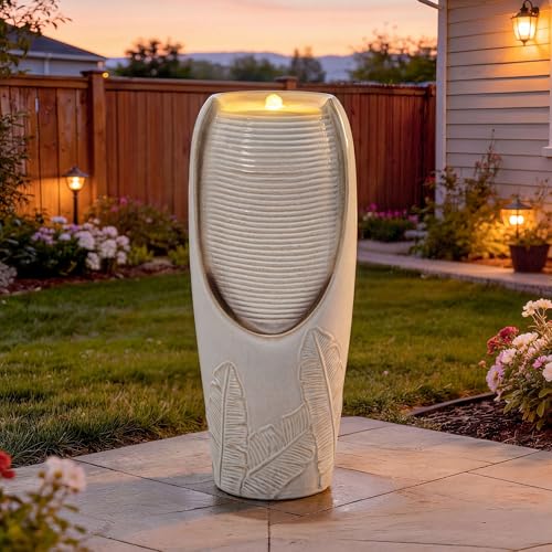 32" H Outdoor Garden Fountain with LED Lights