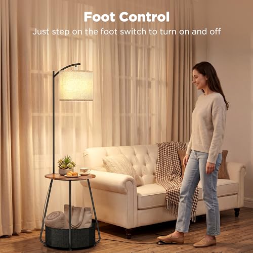 Floor Lamp with Table (Rustic Brown)