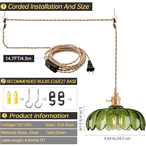 Plug in Pendant Light Hanging Light Fixtures with Plugin Cord On
