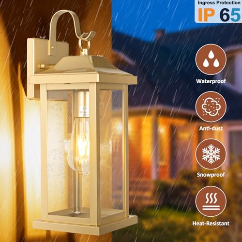 17 Inch Large Gold Outdoor Sconces Wall Lighting 2 (2 Count)