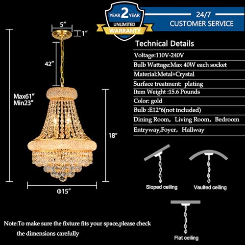 Gold Crystal Chandeliers for Dining Room