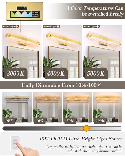 Modern LED Bathroom Vanity Light Fixture Over Mirror