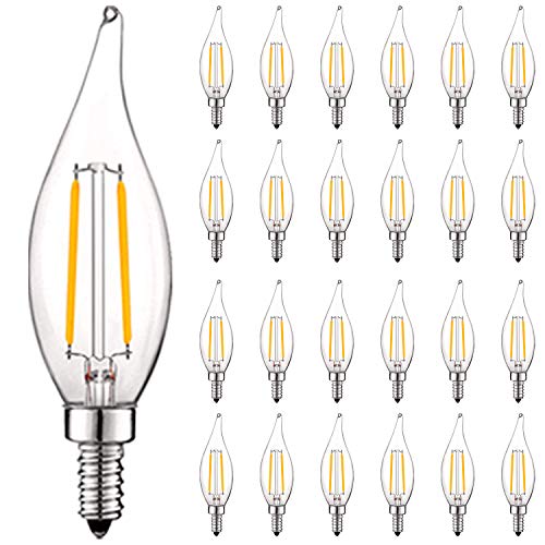 4W Vintage Candelabra LED Bulbs Dimmable (24 Count)