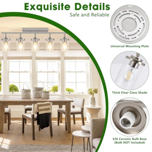 5 Lights Brushed Nickel Track Ceiling Light Fixtures