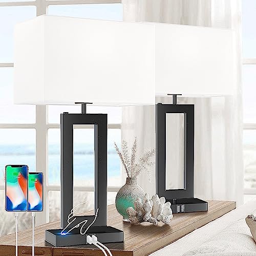 White& Black Table Lamp Set of 2 Touch Control Lamps 3 (2 Count)
