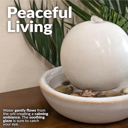 Sunnydaze 7" Indoor Ceramic Tabletop Fountain with Orb
