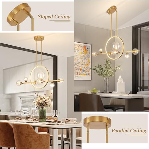 Modern 7 Light Gold Kitchen Island Light for Dining Room