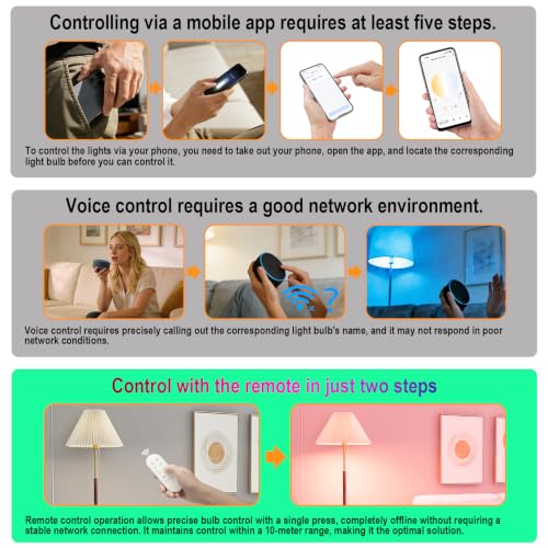 E26 Smart Bulb 3 Pack with Remote Control (3 Count)