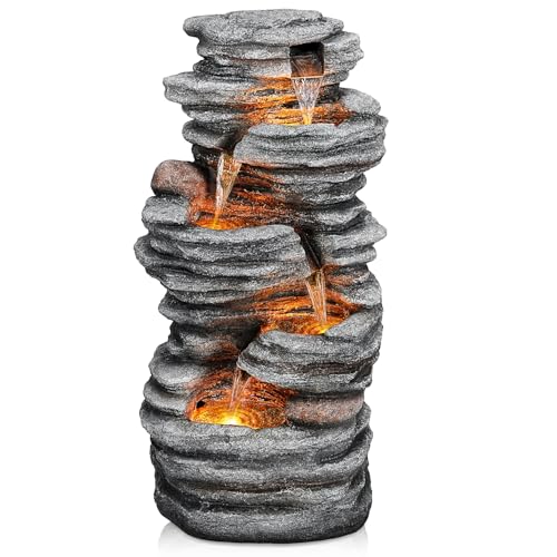 40" Outdoor Water Fountain with LED Lights