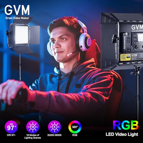 GVM Upgrade 800D RGB Video Light Kits with 2 Softboxes (2 Count)
