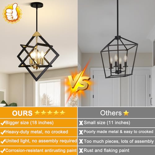 18" Modern Black and Gold Chandelier