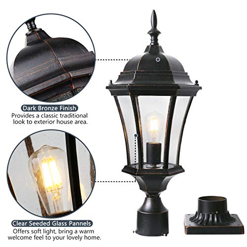 Cast Aluminum 24" Large Outdoor Post Light with 3" Pier Mount (2 Count)