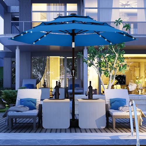 9ft 3 Tier Patio Umbrella with Solar Lights