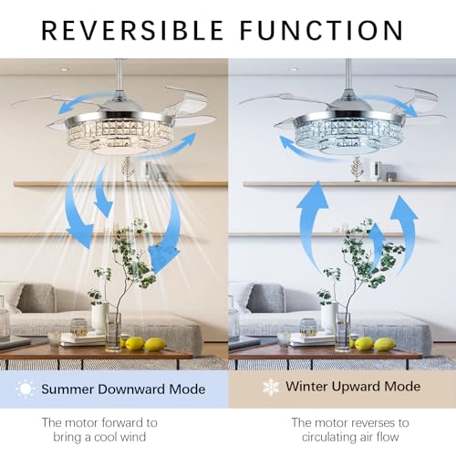 42" Retractable Ceiling Fans with Lights