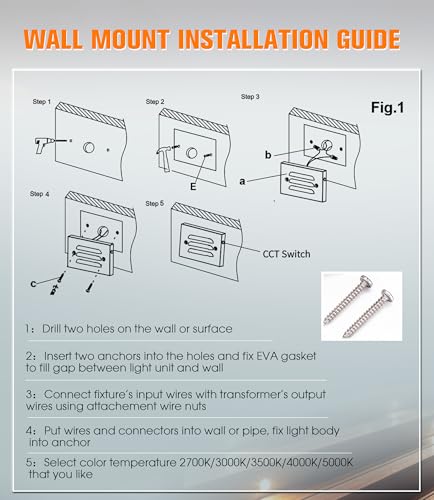 4 Inch 5CCT 12V 4W Low Voltage LED Step Light with Horizontal Louvered Faceplate for Steps Decks Stairs (6 Count)