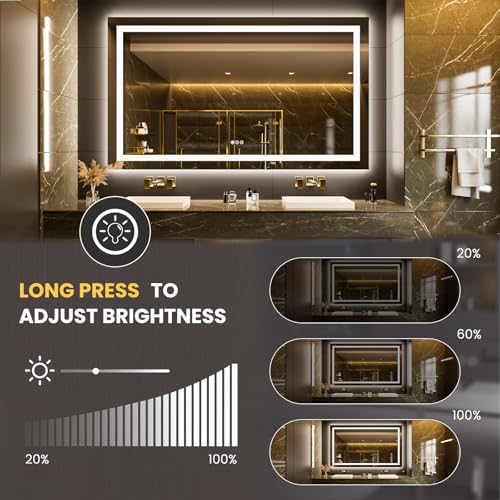 68"X40" LED Bathroom Mirror with Lights