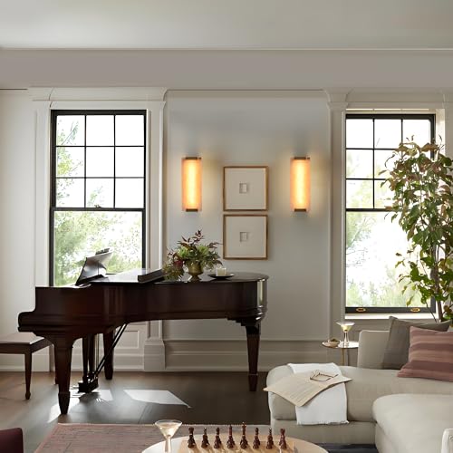 14.2 in Brass Alabaster Wall Sconces