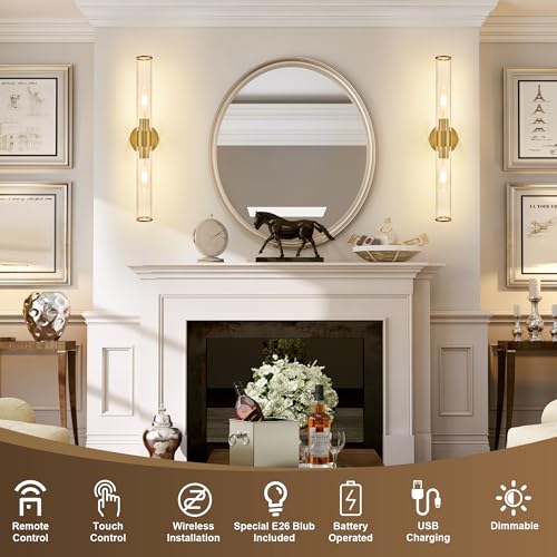 Gold Battery Operated Wall Sconce