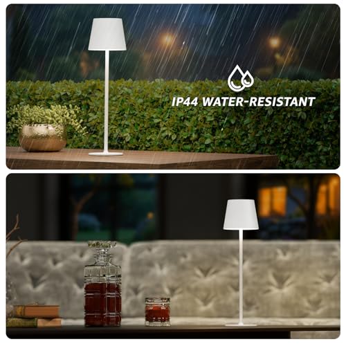 2 Pack Cordless Table Lamp Rechargeable 5000mAH Battery Operated Lights Touch Control LED Portable Desk Lamps 3 Color Dimming for Outdoor Coffee Bedroom Kitchen (2 Count)