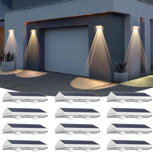 12 Pack Solar Fence Lights Outdoor Waterproof LED (12 Count)