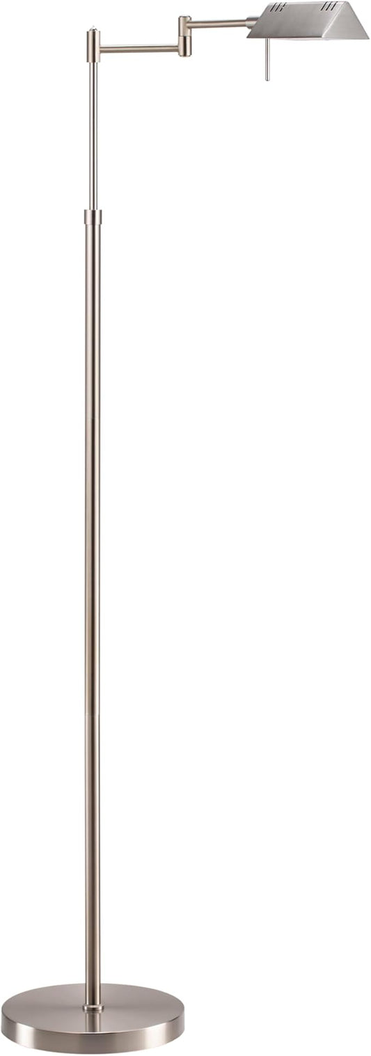 O’Bright Dimmable LED Pharmacy Floor Lamp, 12W LED, Full Range Dimming, 360 Degree Swing Arms, Adjustable Heights, Standing Lamp for Reading, Sewing, and Craft, ETL Listed, Brushed Nickel - Aura Lighting