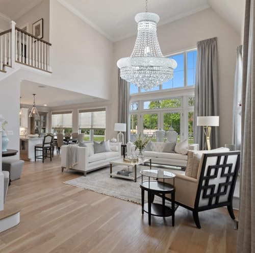 12 Lights Chrome Finish Empire Crystal Chandelier Lighting for Dining Room Living Room Foyer Hallway Bedroom Entryway