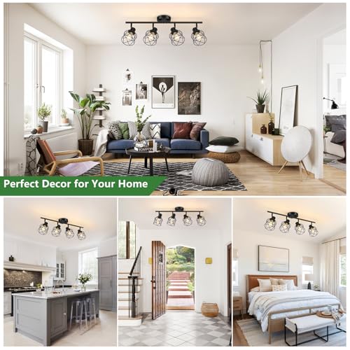 4 Lights Semi Flush Mount Ceiling Light