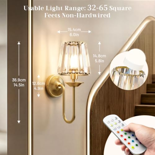 Brass Battery Operated Wall Sconces Set of Two