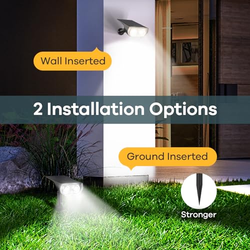 Solar Lights Outdoor Waterproof Landscape Spotlight Daylight 4 Pack (4 Count)