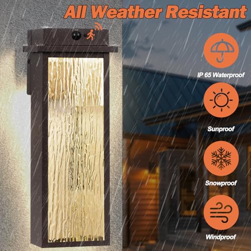 16” Oil Rubbed Bronze Motion Sensor Outdoor Sconce Lights 2 Pack (2 Count)