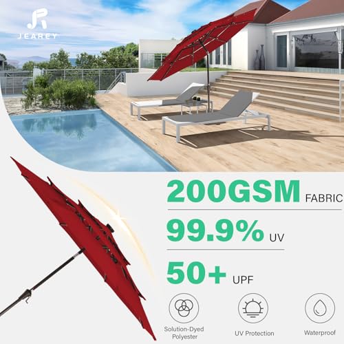9 ft 3 Tier Outdoor LED Lighted Patio Umbrella w