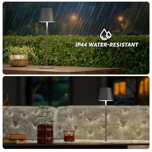 2 Pack Cordless Table Lamp Rechargeable 5000mAH Battery Operated Lights Touch Control LED Portable Desk Lamps 3 Color Dimming for Outdoor Coffee Bedroom Kitchen (2 Count)