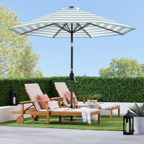 10ft Solar Polyester LED Lighted Patio Umbrella w