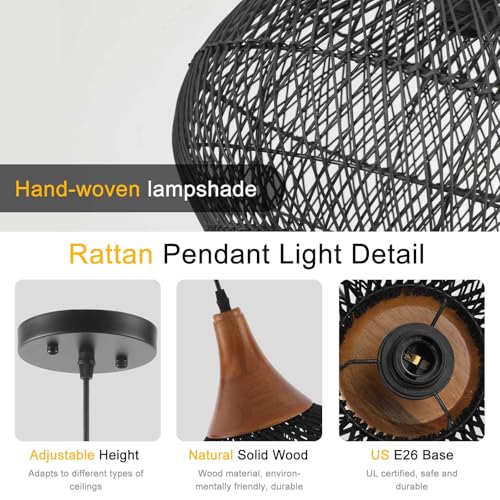 Black Rattan Pendant Light