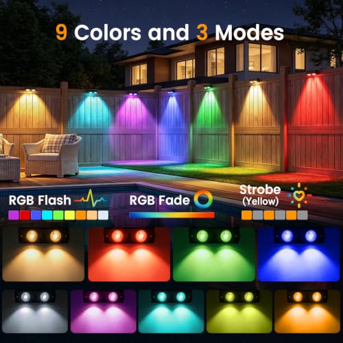 Solar Fence Lights Outdoor with Remote (12 Count)