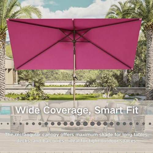 6.5' x 10' Rectangular Patio Umbrella Large Outdoor Market Umbrella w
