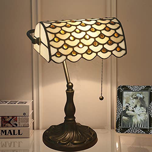 Tiffany Style Bankers Table Lamp Stained Glass Piano Desk Lamp Vintage Bedroom Bedside Lamp for Study