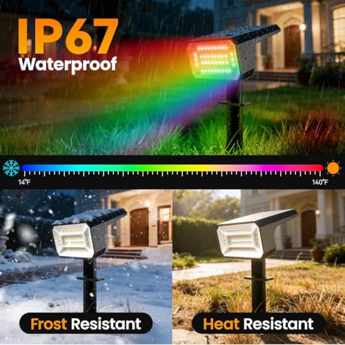 Color Changing Solar Spot Lights Outdoor 4 Pack (4 Count)