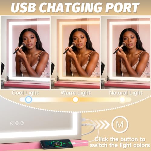 Vanity Mirror with Lights 23"x18"