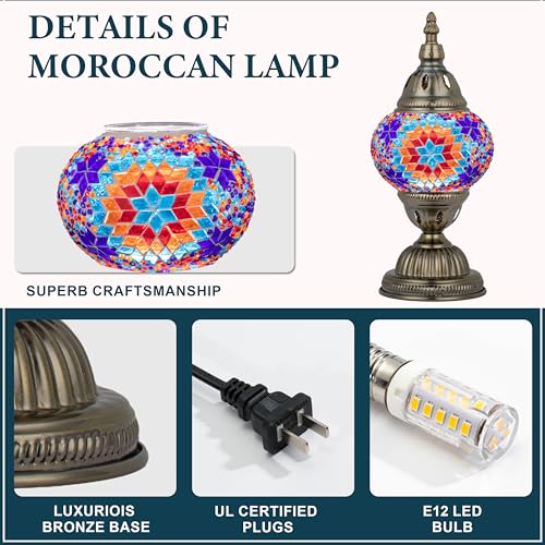 Turkish Mosaic Lamp Stained Glass Table Lamp with Tiffany Style