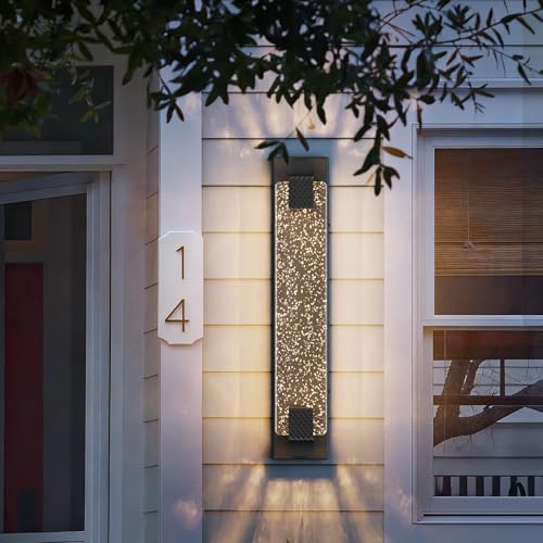 23.6in Black Outdoor Wall Sconces Modern LED Crystal Exterior Lights