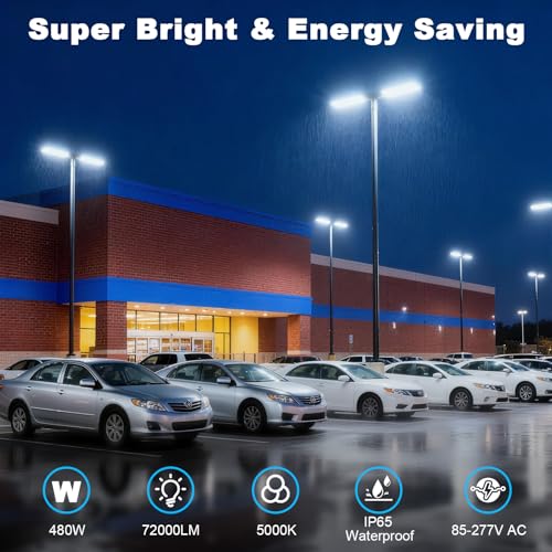 480W Parking Lot Light Slip Fitter Mount Dusk to Dawn 2 Pack (2 Count)